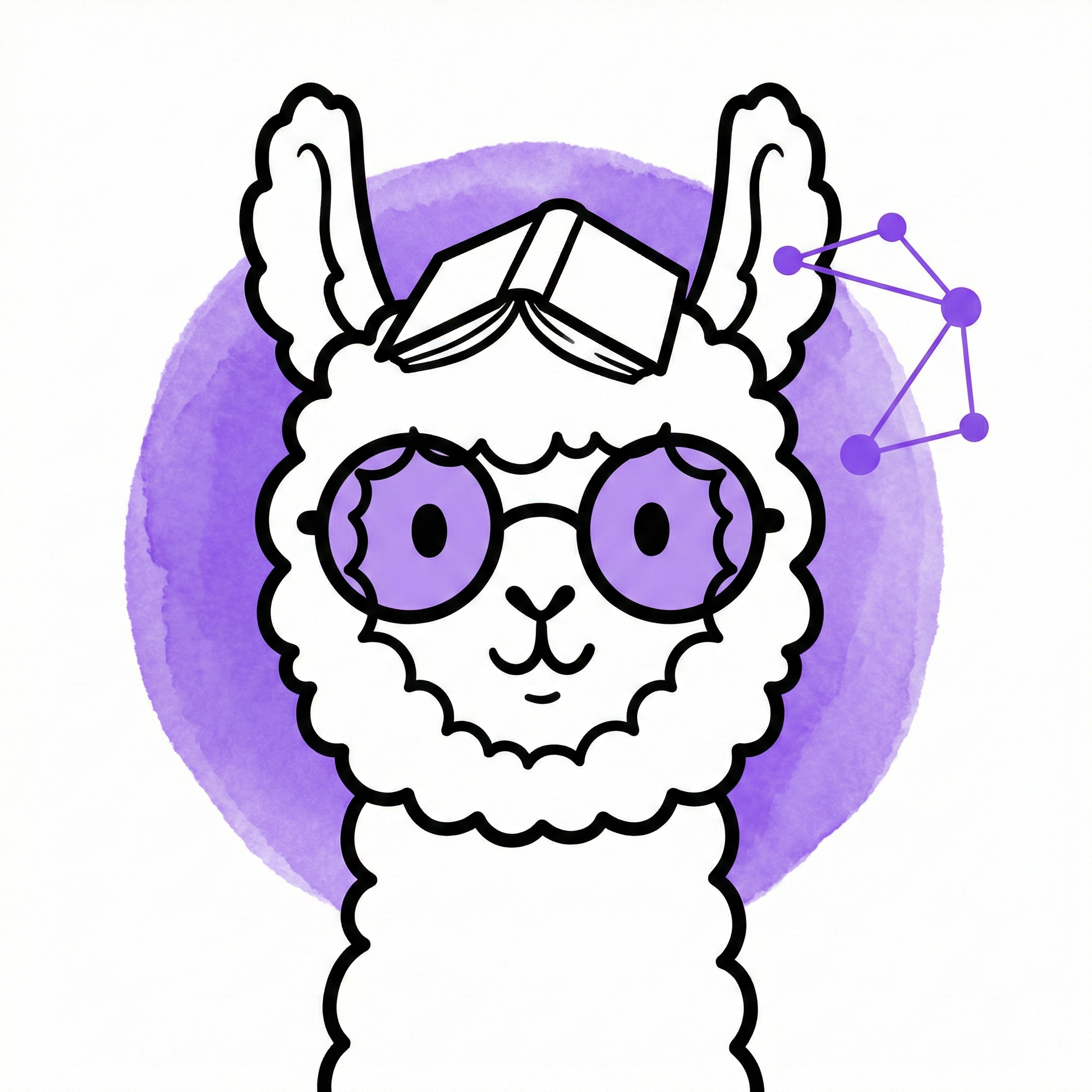 Expert intelligence llama mascot